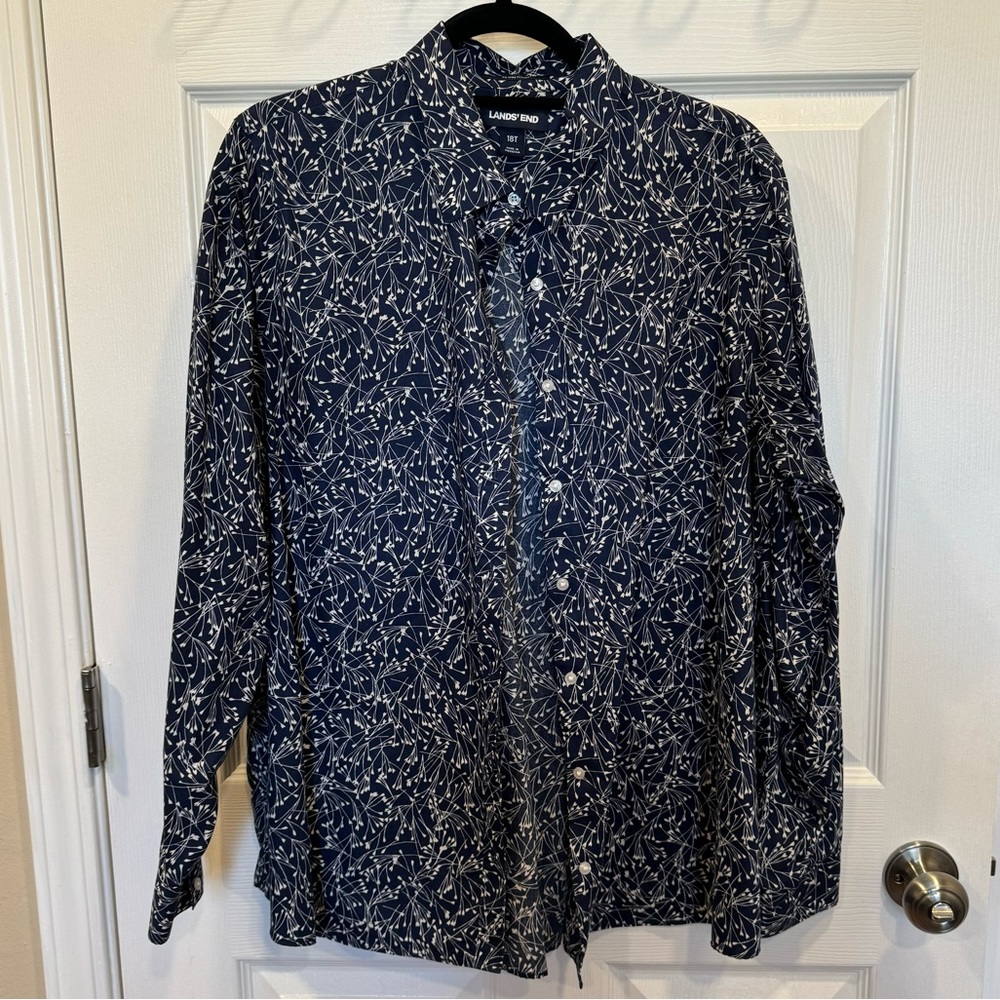 Lands End floral button down 18 TALL